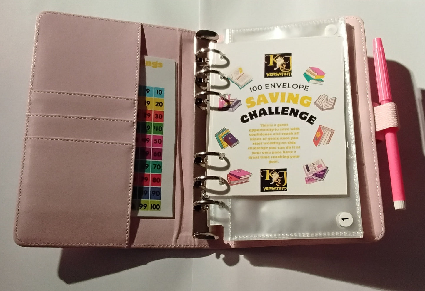 100-Day Envelope Savings Challenge Binder | Saving Binder | Pink Binder