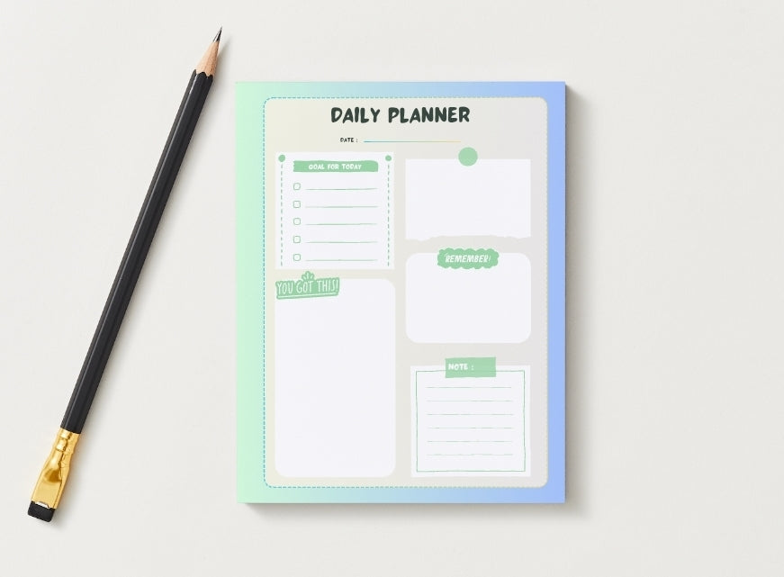 Daily Planner Notepad | 30 Page Notepad | Chipboard Notepad