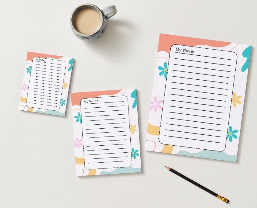 Flowers Notepad | 30 Page Notepad | Chipboard Notepad