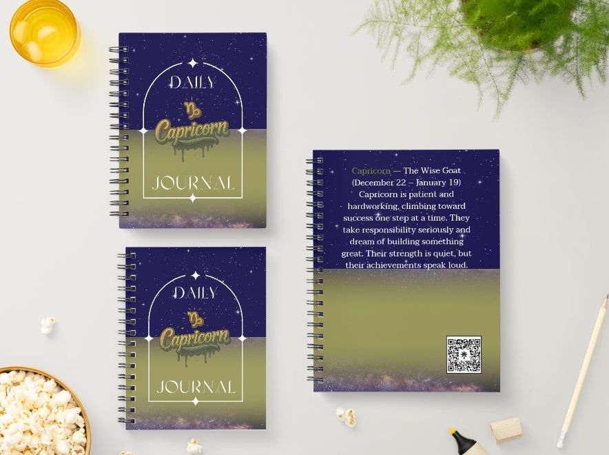 Capricorn Daily Journal | Zodiac Sign | Undated Calendar