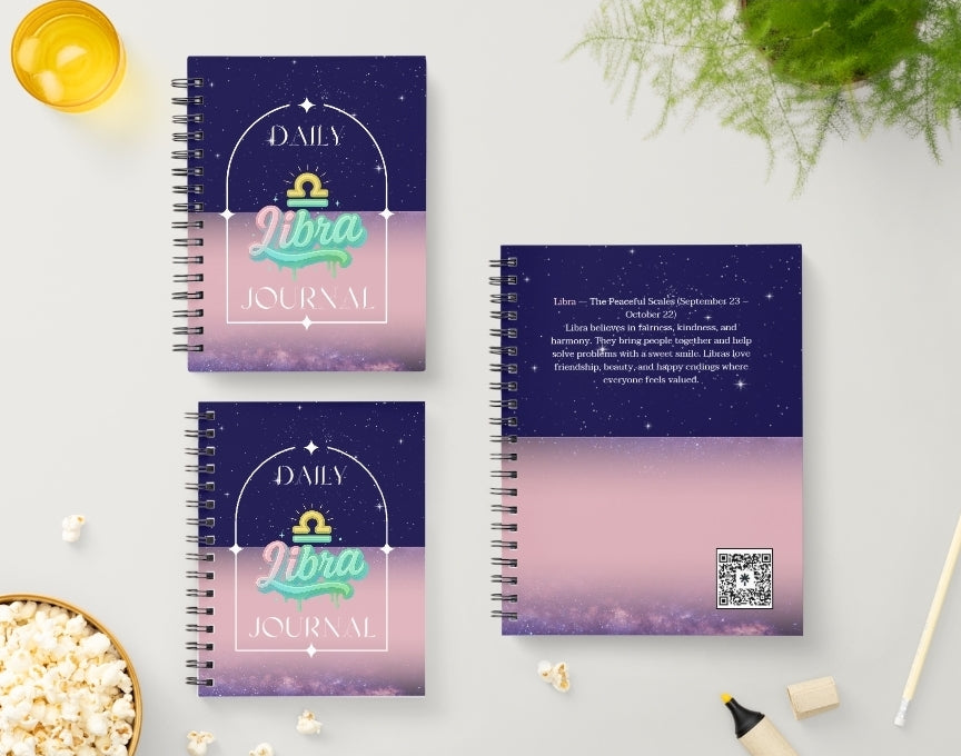 Libra Daily Journal  | Zodiac Sign | Undated Calendar