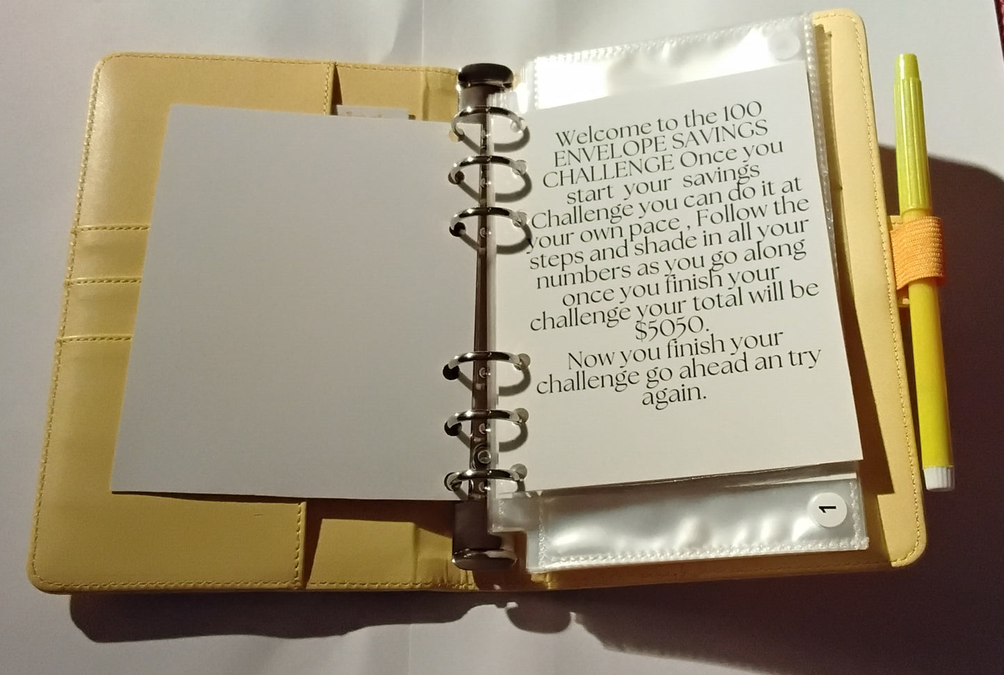 100-Day Envelope Savings Challenge Binder | Savings Binder | Yellow Binder