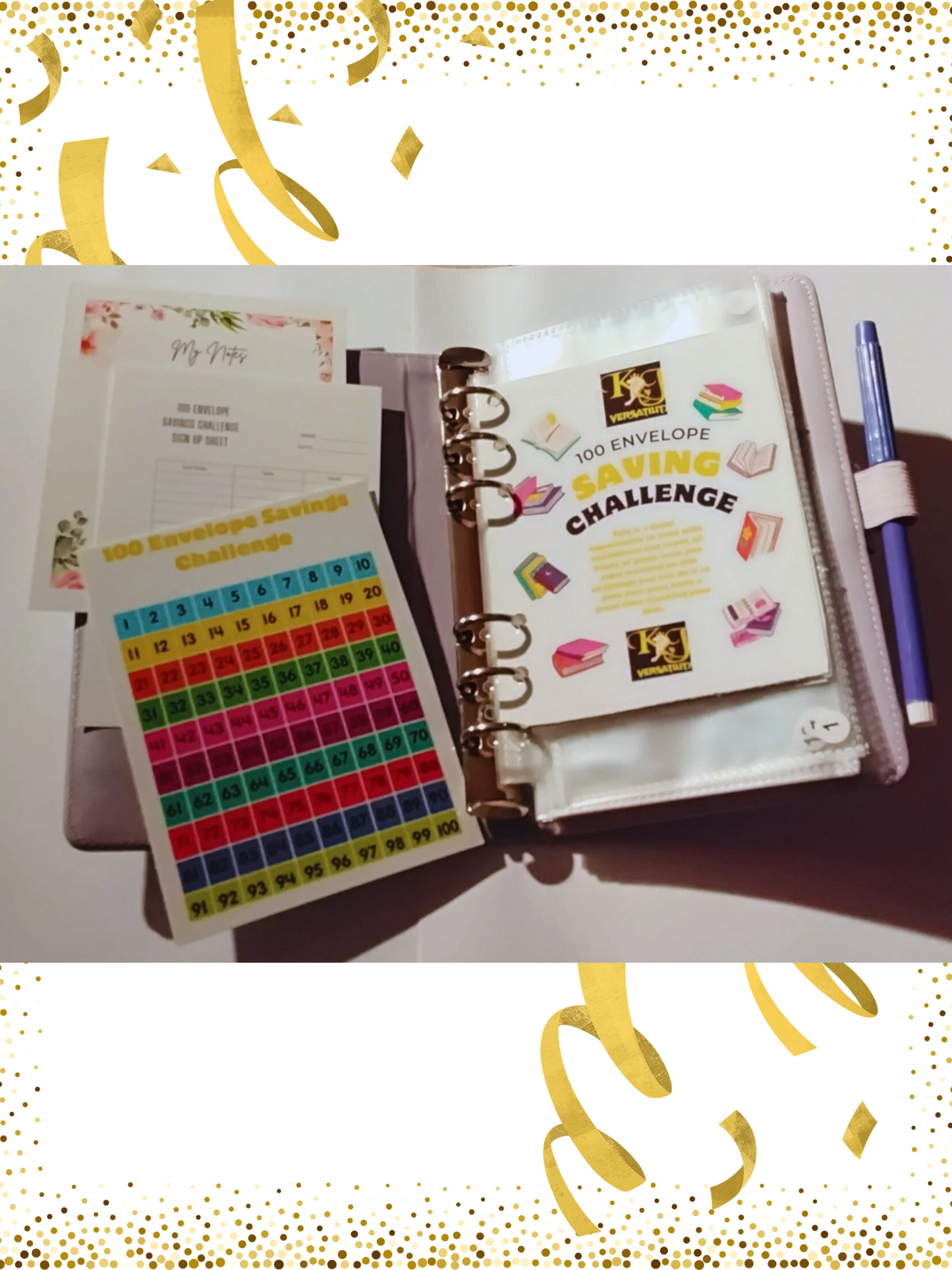100-Day Envelope Savings Challenge Binder | Savings Binder | Purple Binder