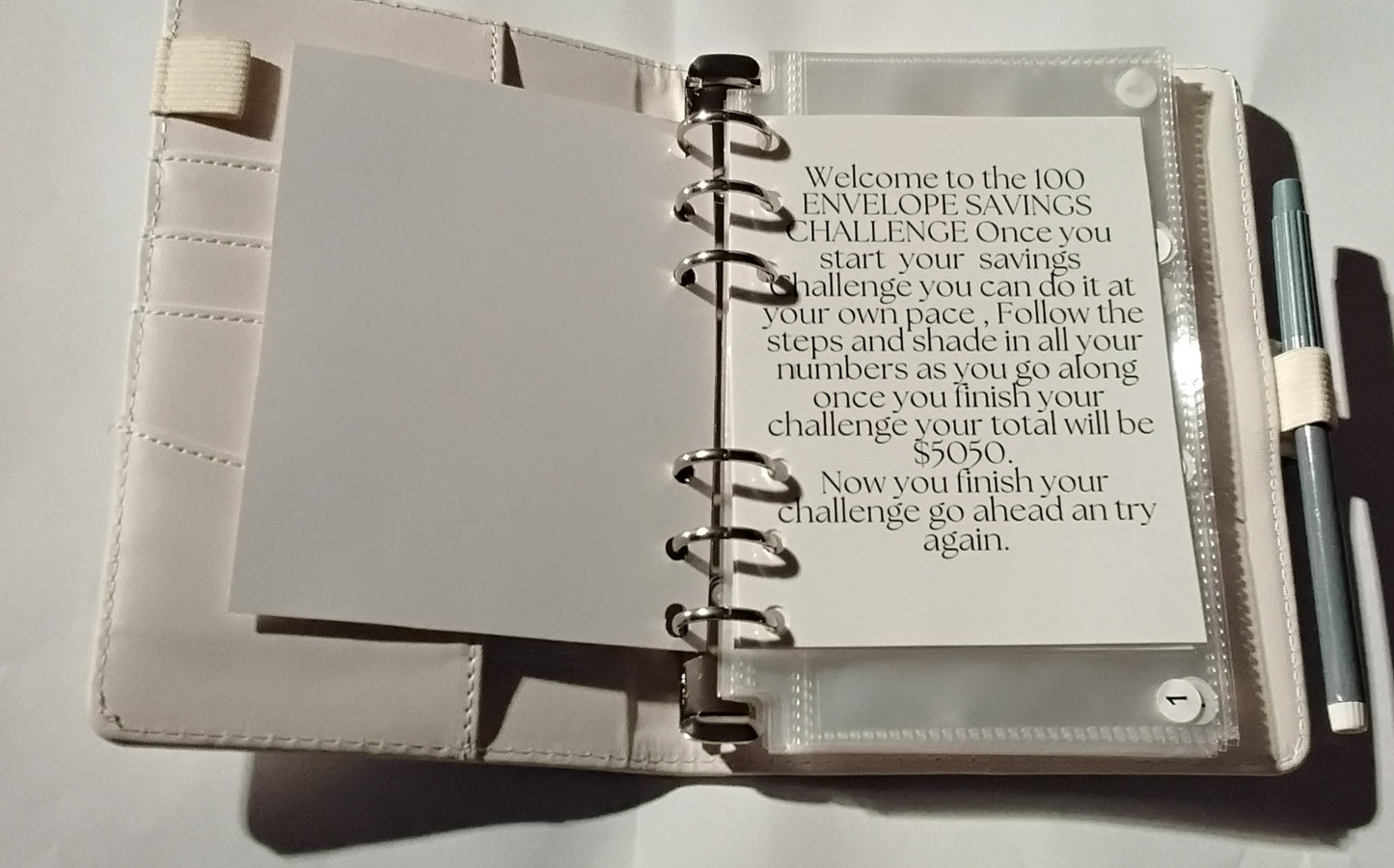 100-DAY ENVELOPE Savings Challenge Binder | Savings Binder | White Binder