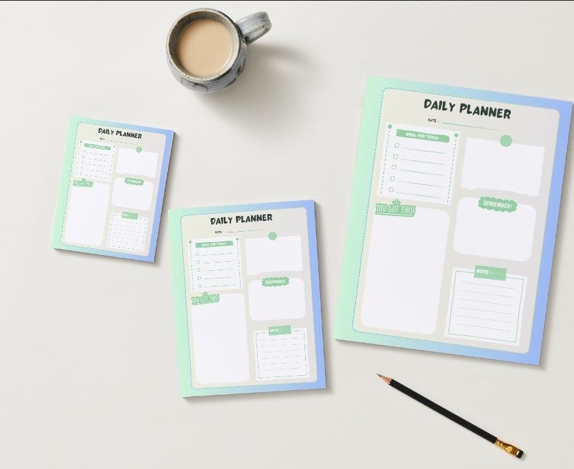 Daily Planner Notepad | 30 Page Notepad | Chipboard Notepad