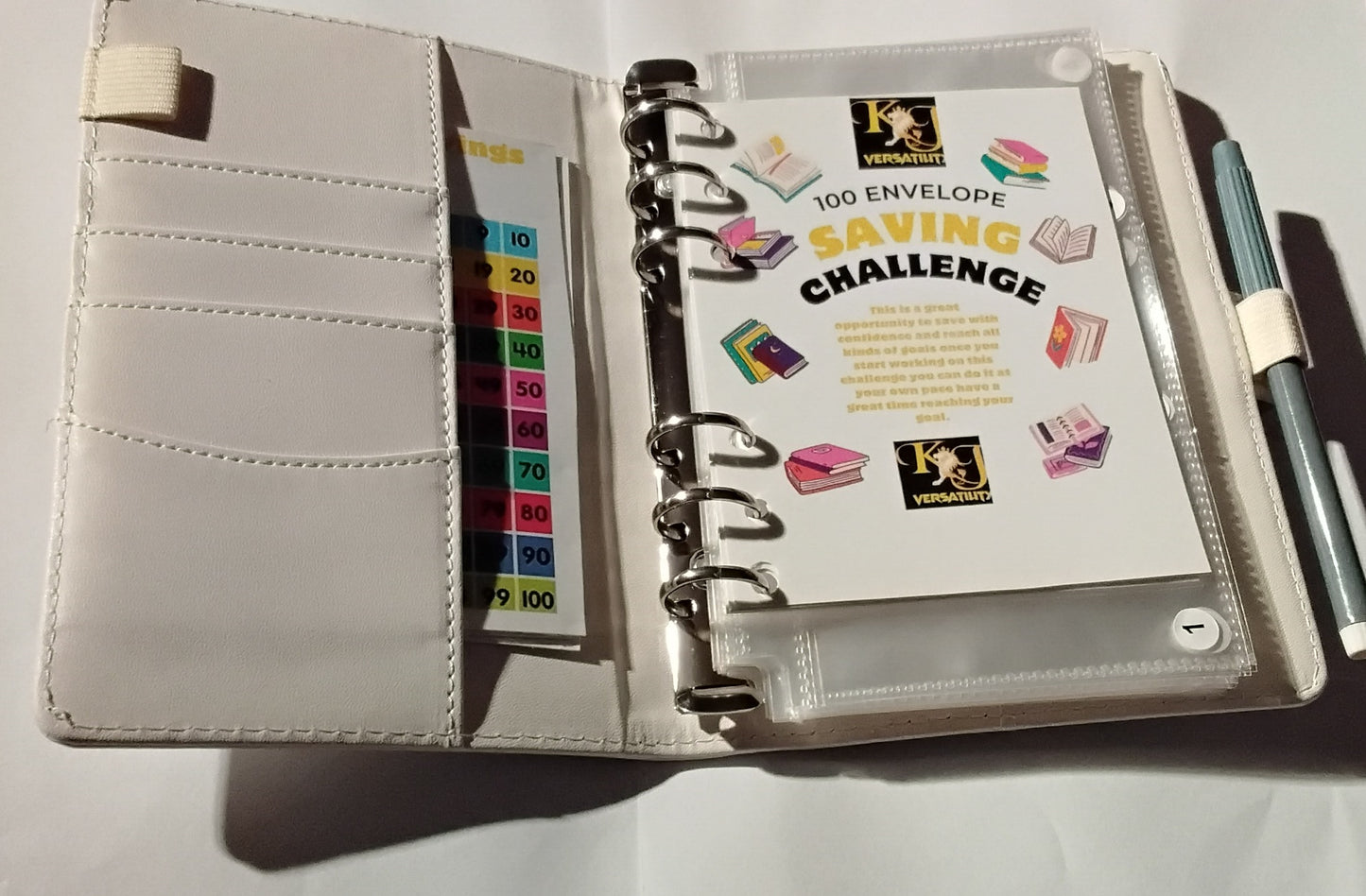 100-DAY ENVELOPE Savings Challenge Binder | Savings Binder | White Binder