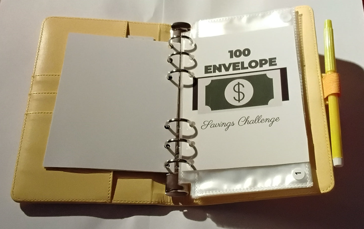 100-Day Envelope Savings Challenge Binder | Savings Binder | Yellow Binder