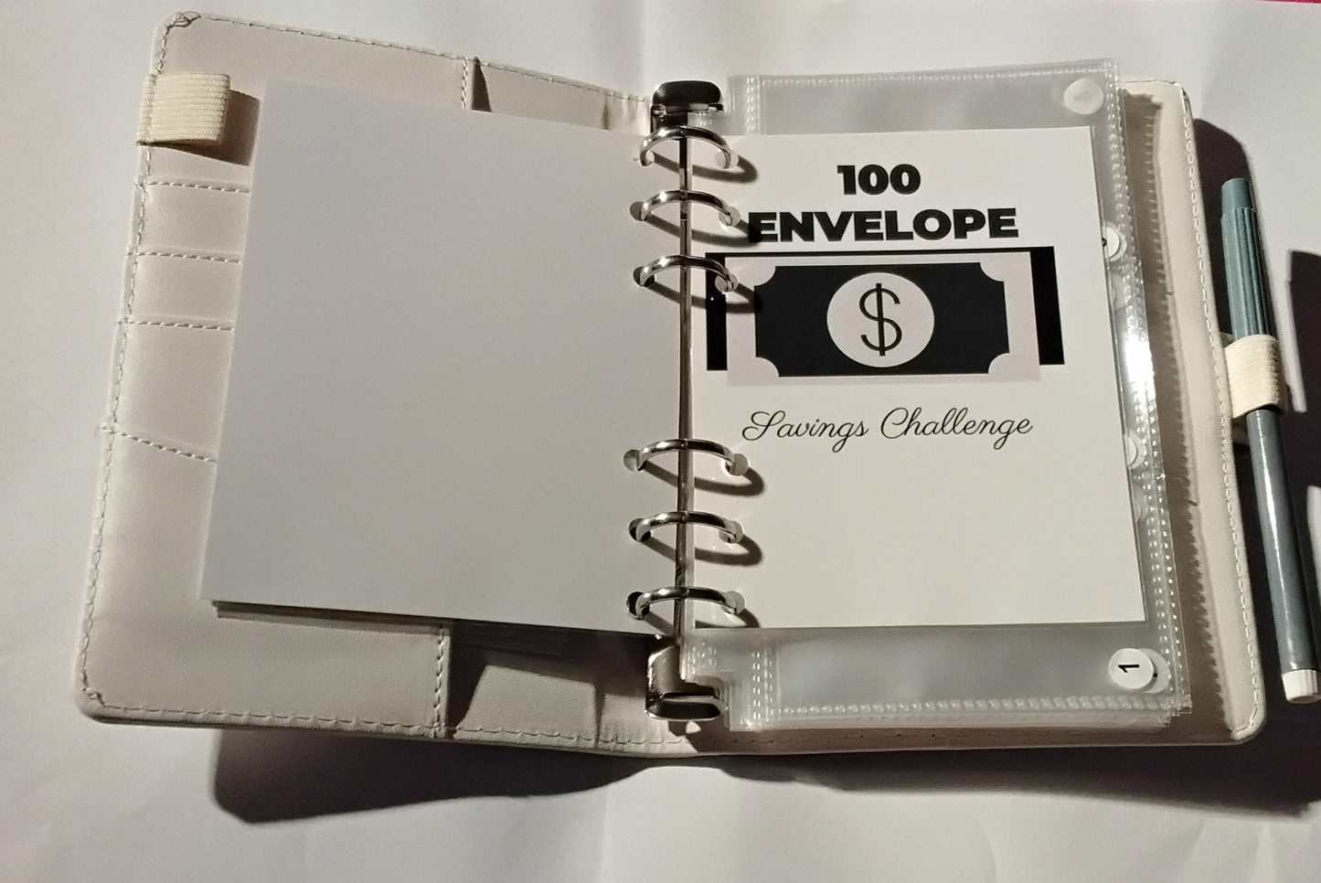 100-DAY ENVELOPE Savings Challenge Binder | Savings Binder | White Binder
