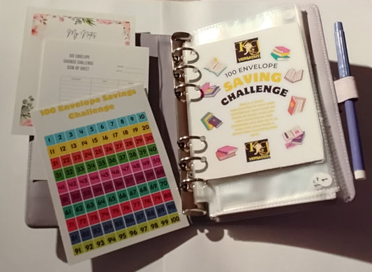 100-Day Envelope Savings Challenge Binder | Saving Binder | Pink Binder